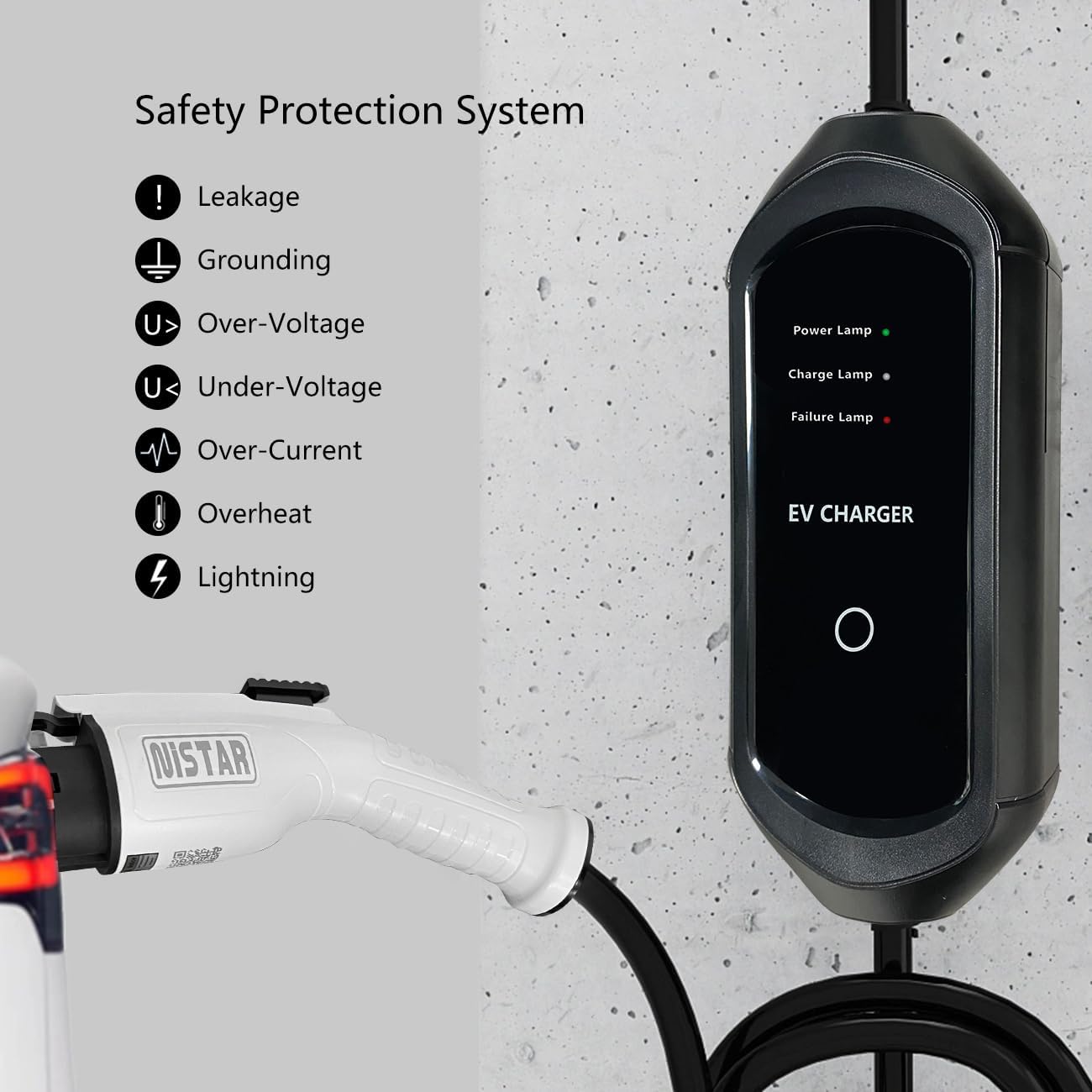 Portable Level 2 EV Charger, 32A Adjustable Current Delay 240V J1722 Fast Electric Charger NEMA14-50 - Image 6