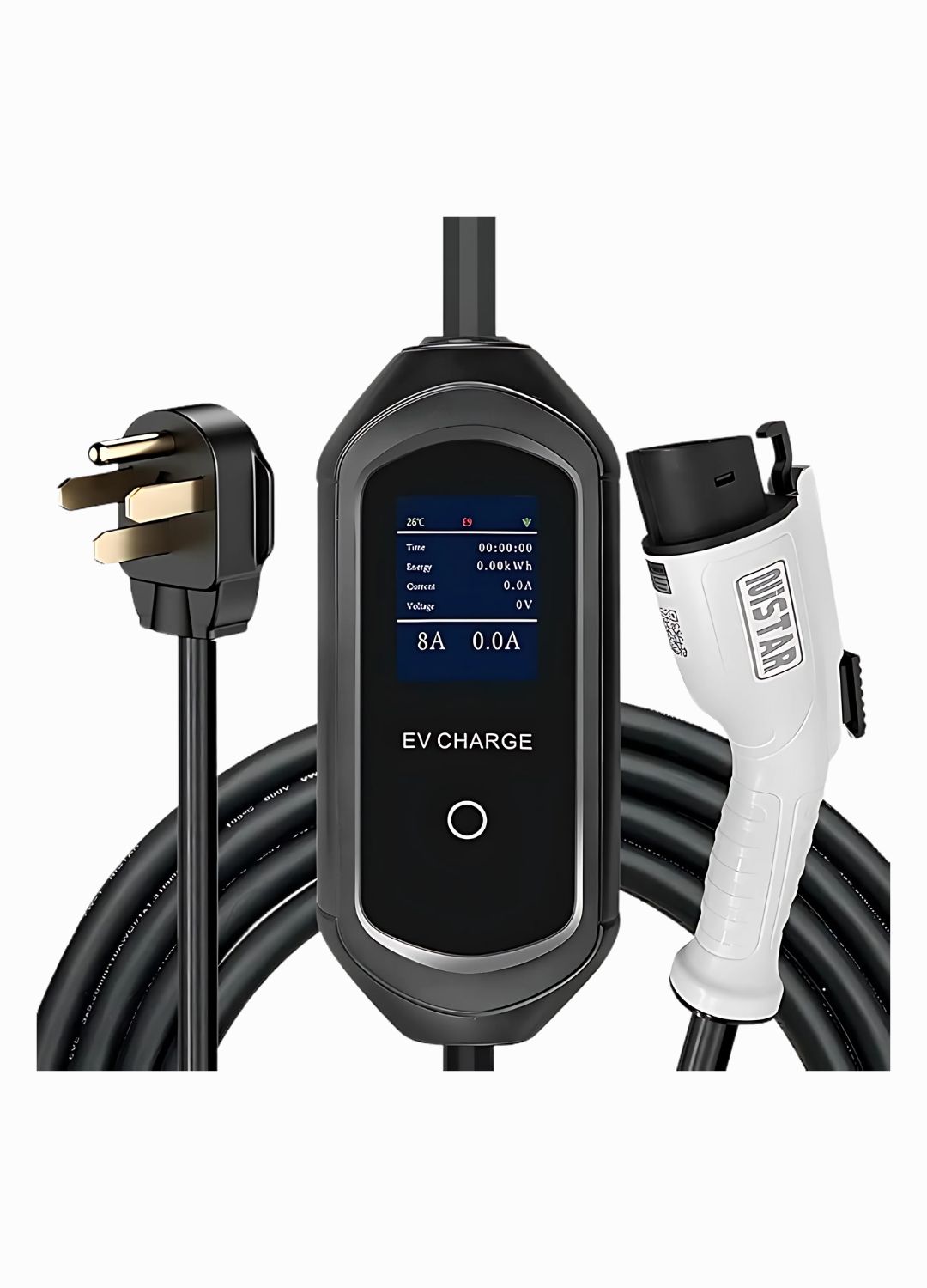 Portable Level 2 EV Charger, 32A Adjustable Screen Current Delay 240V J1722 Fast Electric Charger NEMA14-50